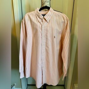 Ralph Lauren Mens Classic fit button down  Size:17-34/35 orange w/white stripe